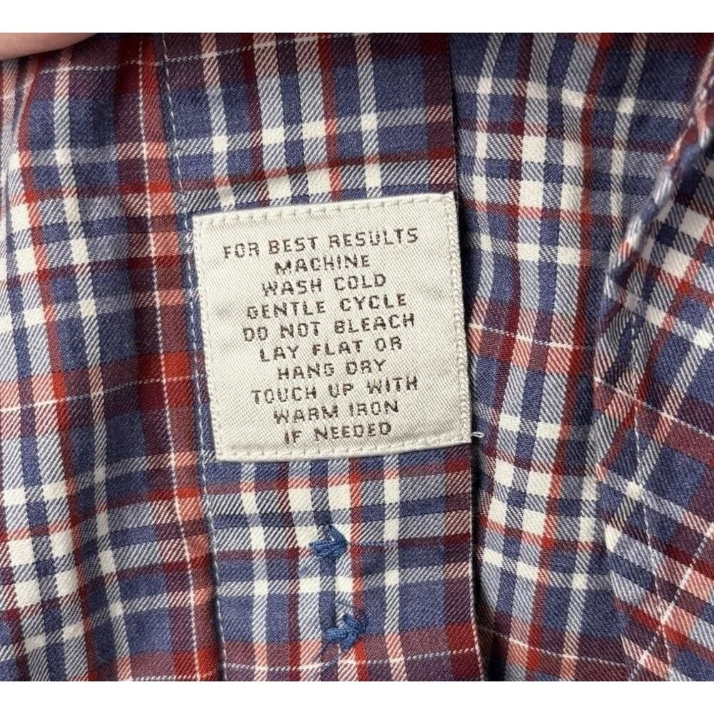 Peter Millar Button Up Shirt men’s Large blue Red White Plaid Long Sleeve Casual